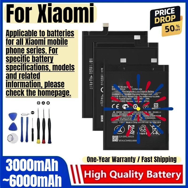 แบตเตอรี่สําหรับ Xiaomi Redmi K20/K20 Pro/K30/K30 Pro/K40 Pro/K40Gaming/K50/K50Pro/K50Ultra/K60/K60P