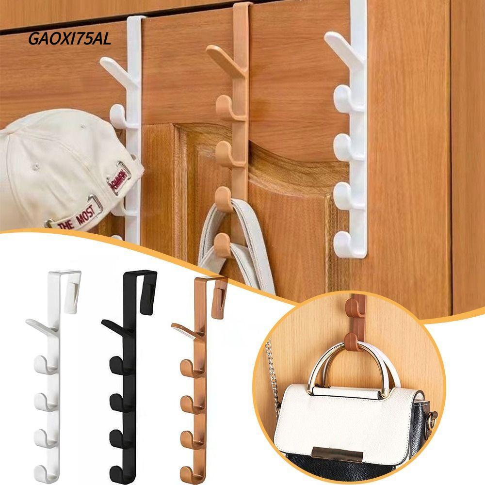 GAOXI75AL Coat Hook, 5 ตะขอ Traceless ประตูตะขอแขวนติดผนังสําหรับเสื้อผ้ากระเป๋า Caps กระเป๋า
