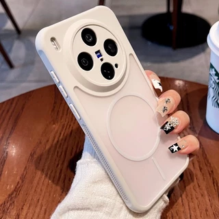 เคสโทรศัพท์แม่เหล็กที่เหมาะกับผิวสําหรับ Vivo X300 X200 Ultra/Pro/mini กรอบกลวงออกและเปลือกกระจายความร้อนโปร่งใส เคสซิลิโคนอ่อนนุ่มป้องกันการล่มสลาย