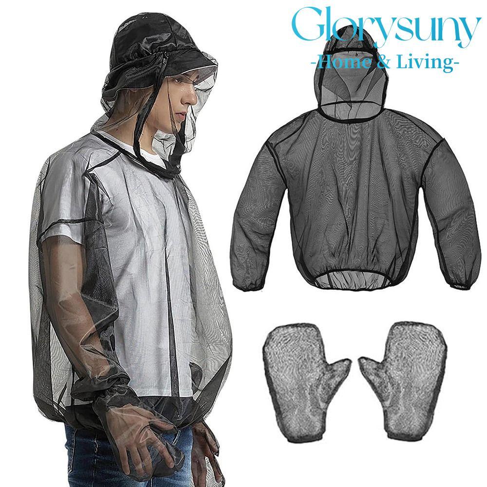 GLORYSUNY ชุดป้องกันแมลง, ชุดป้องกันยุงน้ําหนักเบาระบายอากาศได้, ชุดกันยุงตาข่ายละเอียดพิเศษตกปลาตั้งแคมป์เดินป่า