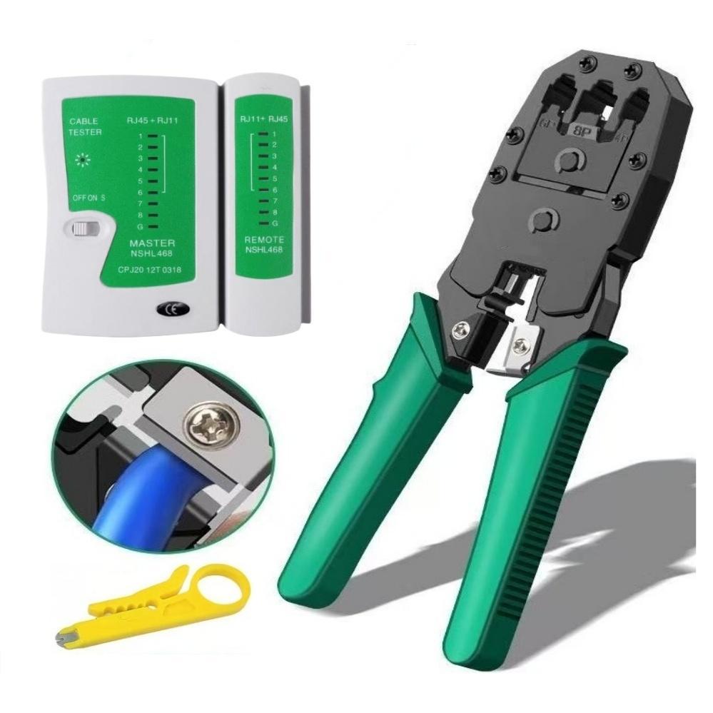 คีมเข้าหัวแลนครบชุด CAT5 CAT6 RJ45 RJ11 พร้อมที่เทสสาย LAN