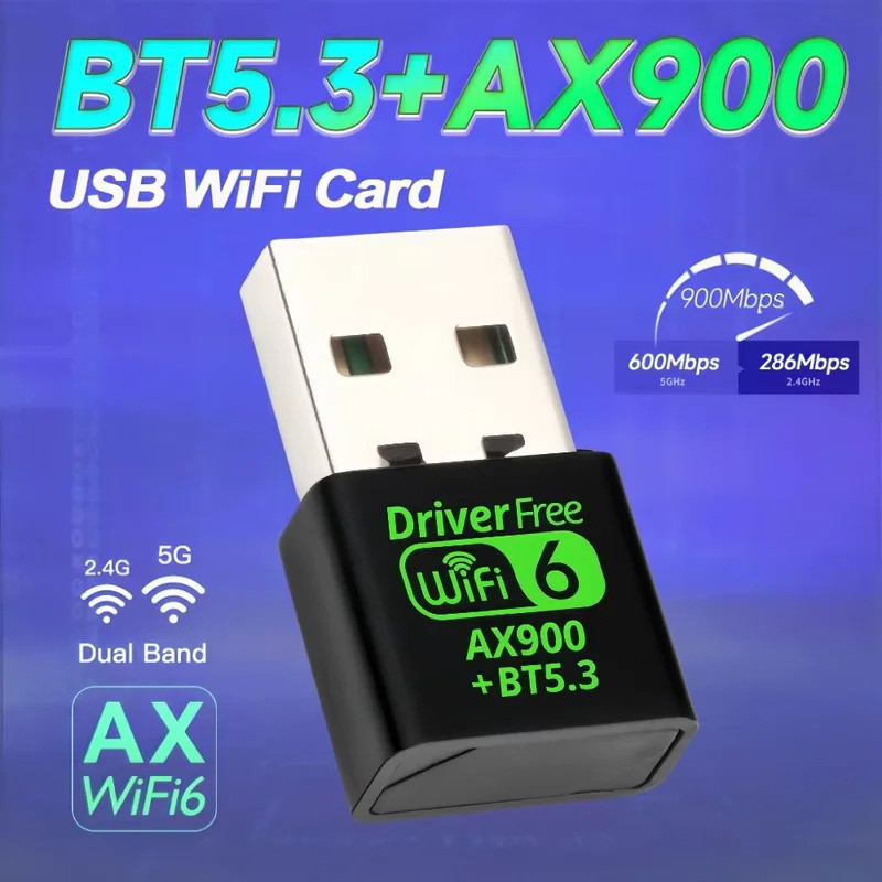 WiFi 6 AX900 บลูทูธ 5.3 WiFi USB อะแดปเตอร์การ์ดเครือข่ายไร้สาย 2.4G และ 5GHz Wi-Fi เสาอากาศ USB สํา