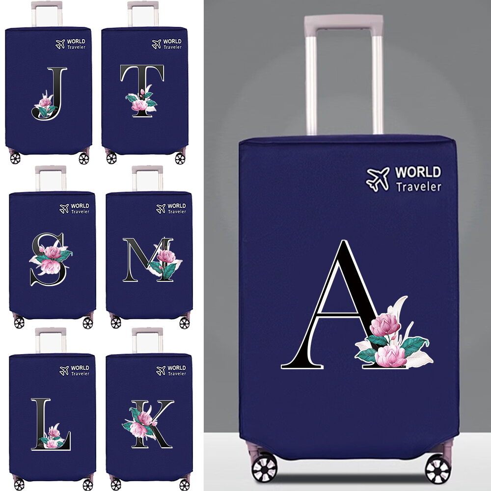 Non-woven Luggage Cover Velcro Luggage Cover Suitcase Protector Dust-proof Blue Suitcase Cover White