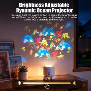 ไฟโปรเจคเตอร์มหาสมุทร LED ไฟกลางคืนขับเคลื่อน USB 360° Ocean-Themed หมุนแบบไดนามิกบรรยากาศโคมไฟสําหรับห้องนั่งเล่นห้องนอนเกมตกแต่ง