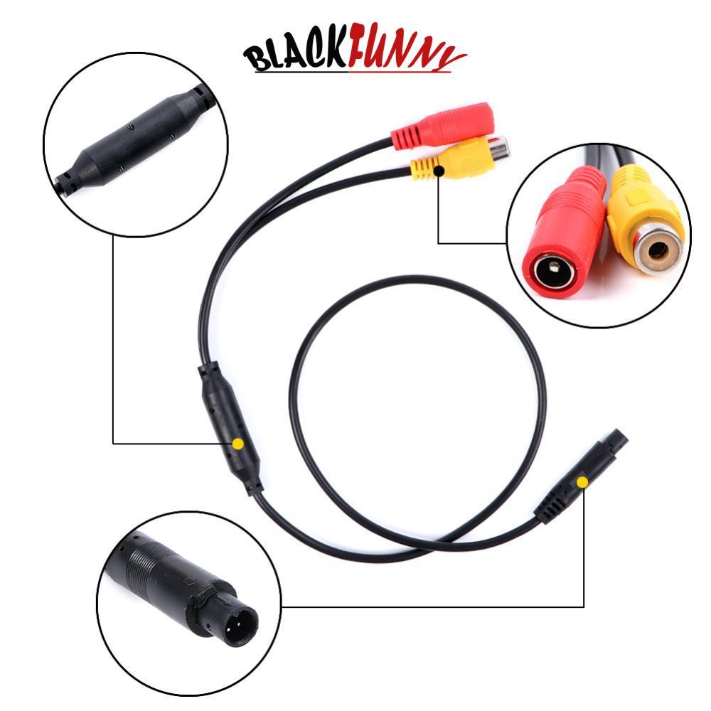 BLACKFUNNY 1 PC 4-Pin ชายสํารองย้อนกลับกล้องรถ Universal To CVBS RCA หญิงเชื่อมต่อสัญญาณอะแดปเตอร์สา