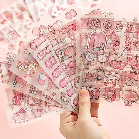 พร้อมส่ง สติ๊กเกอร์ 4แผ่น Sticker PVC มุก น่ารักกันน้ำ สําหรับตกแต่ง ไดอารี่ สติ๊กเกอร์ไดคัท ลายน่ารัก ถูกสุดๆ