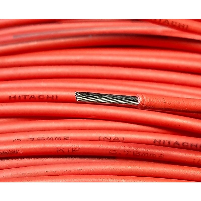 Hitachi Cable (ราคา 1เมตร) สายไฟ สีแดง สาย ทองแดง ชุบดีบุก เคลือบ ดีบุก  20AWG  สายเดินภายใน สายอ่อน