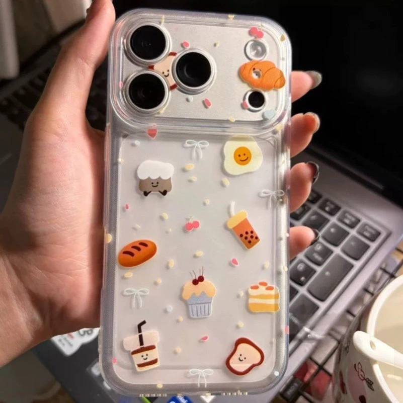 ขนมปังและขนมอบ For iPhone เคสไอโฟน 11 12 เปลือกที่เรียบง่าย 13 14 15 16 17 PLUS B4PRO MAX X XS MAX XR 7/8PLUS