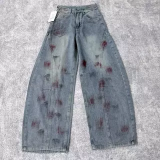JINJEANS-3317 (XS-9XL) Barrel baggy Jeans กางเกงยีนส์ทรงหลวม กระบอกใหญ่ ขากว้าง สีสตอร์มเกรย์ (Storm Gray)