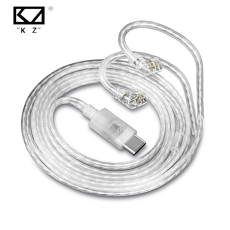 KZ หูฟัง Type-c 2PIN สายชุบเงินอัพเกรดสายหูฟังสําหรับ KZ ZSN PRO ZS10 ZS12 Pro 2 X