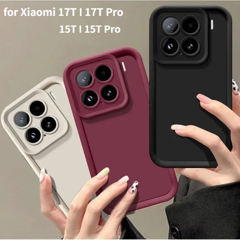 แฟชั่นสีบริสุทธิ์เคสโทรศัพท์TPUนุ่มสําหรับXiaomi 17T Pro 17T 15T Pro 15Tผิวกล้องFull-ป้องกันฝาครอบกันกระแทก