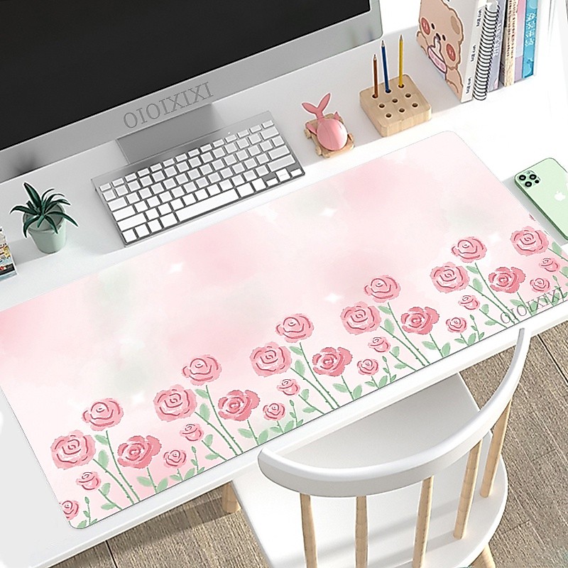 น่ารักสุนทรียศาสตร์ Kawaii ภาพวาดสีน้ํามันแผ่นรองเมาส์ Gamer XL คอมพิวเตอร์ที่บ้าน Mousepad XXL Playmat Soft Office PC Desktop Pads