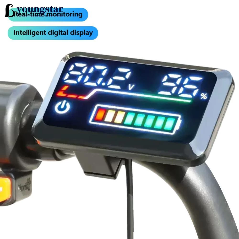YST จอแสดงแบตเตอรี่ดิจิทัล มอเตอร์ไซค์ 48V-72V วัดแรงดันไฟฟ้า ความแม่นยำสูง สำหรับสกู๊ตเตอร์ไฟฟ้า จักรยานไฟฟ้า