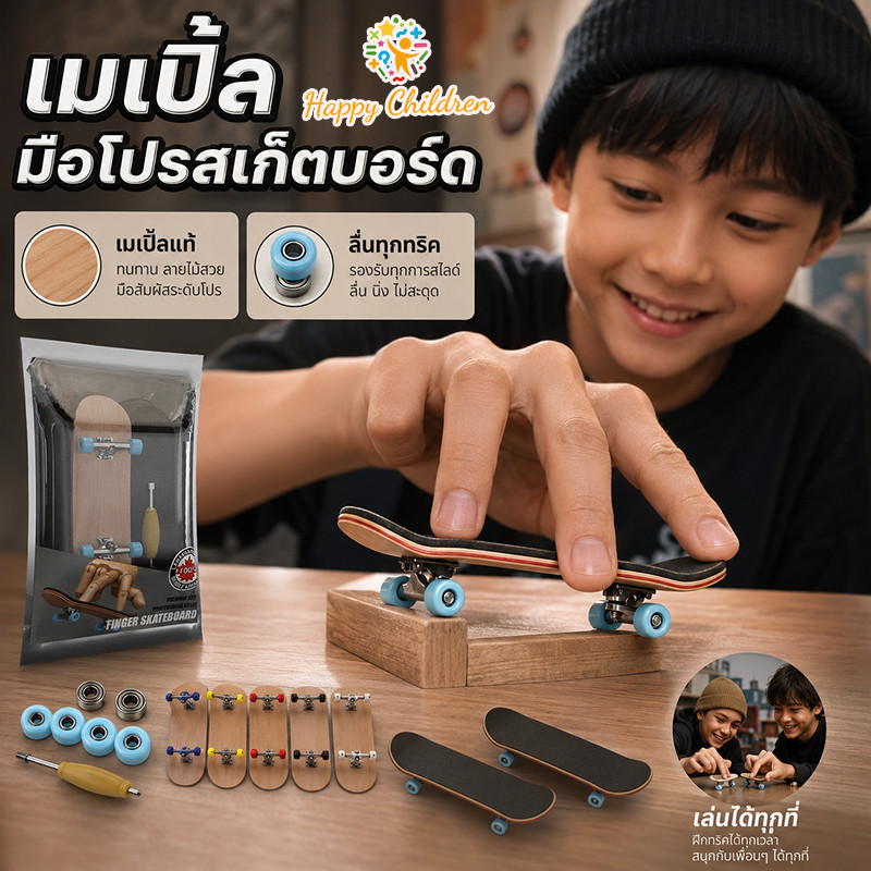 COD สเก็ตบอร์ดนิ้วไม้เมเปิลแท้ Fingerboard Pro พร้อมล้อPU เบลลิ่งลื่น เล่นบนโต๊ะ พกพาง่าย ของสะสมสไตล์สตรีท
