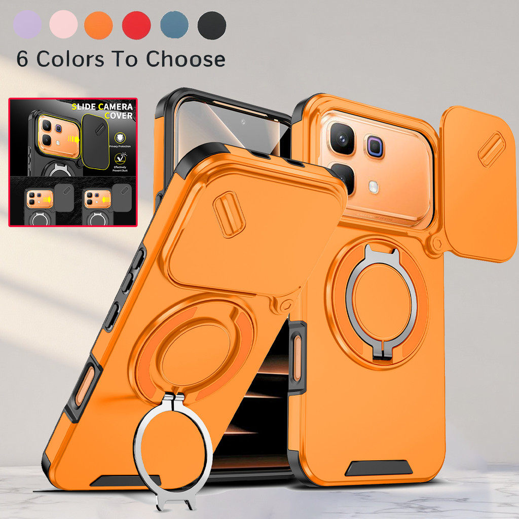 ปลอกสําหรับ Infinix Note 60 Pro Note60 Pro Note60Pro 5G หน้าต่างบานเลื่อนแหวนเคสโทรศัพท์วงเล็บกันกระแทกเลนส์ป้องกัน Stand Holder Anti Fall Hard ฝาหลัง