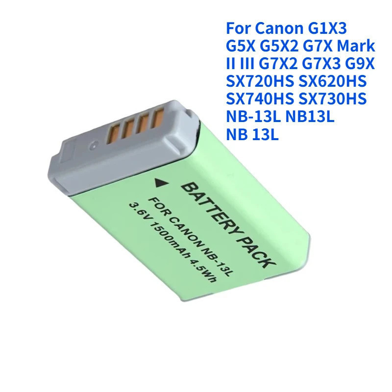 สําหรับ Canon G1X3 G5X G5X2 G7X Mark II III G7X2 G7X3 G9X SX720HS SX620HS SX740HS SX730HS NB-13L NB1