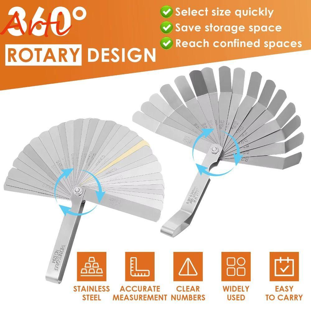 ARTI Feeler Gauge Set, สแตนเลส Dual Marked ความหนา Gauge ชุดเมตริกขนาดมาตรฐาน SAE Probe Gap เครื่องมือวัดใบมีดการวัด
