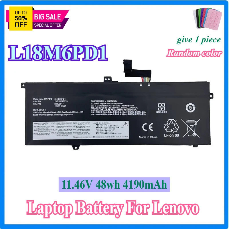 L18M6PD1 แบตเตอรี่สําหรับ Lenovo ThinkPad X390 X395 X13 1st Gen TP00106A TP00106B TP00106C 02DL020 S