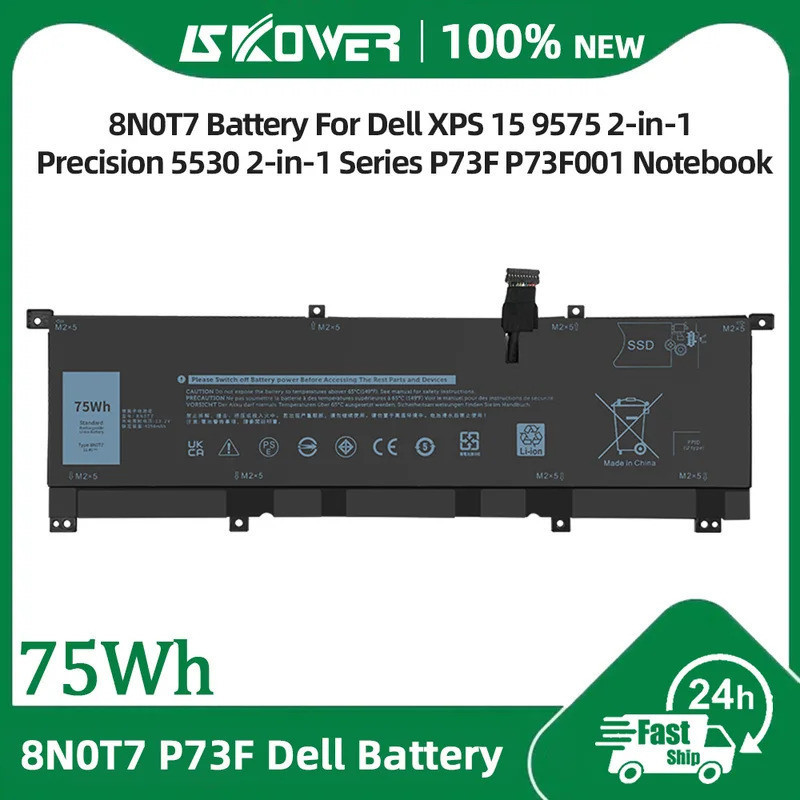 SKOWER 75Wh 8N0T7 แบตเตอรี่สําหรับ Dell XPS 15 9575 2-in-1 Precision 5530 2-in-1 Series P73F P73F001