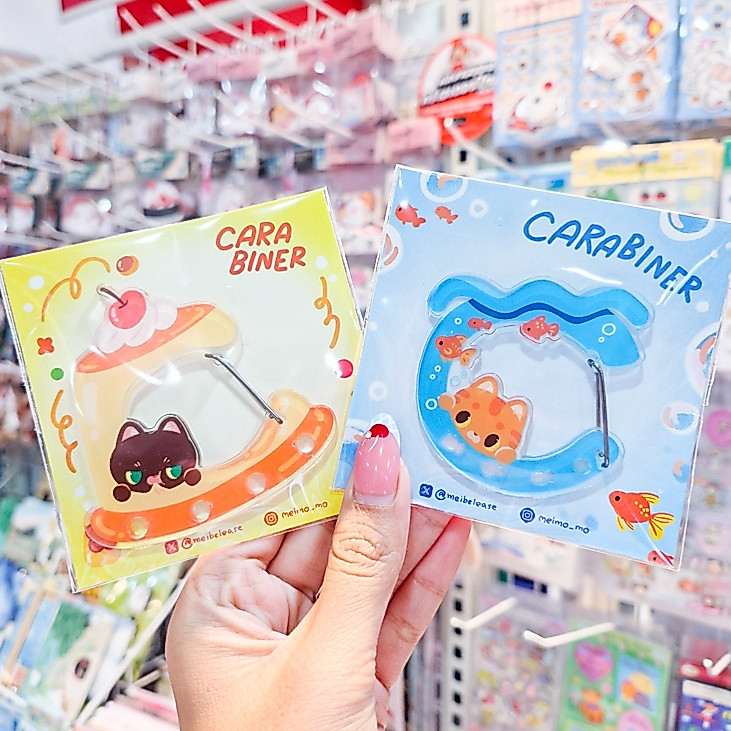 Carabiner คาราไบเนอร์ แมวจิ๋วน่ารัก ๆ แมวโหลปลาทอง แมวพุดดิ้งที่ห้อยพวงกุญแจแมวน้อย [Lukchin Cat]