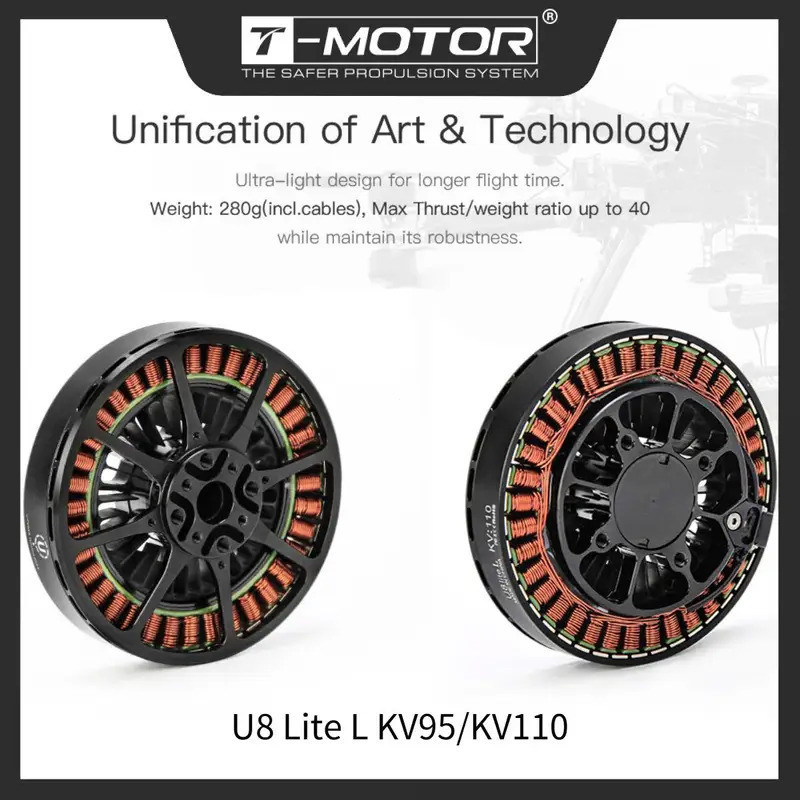 T-MOTOR U8 Lite L KV95 KV110 มอเตอร์ไร้แปรงสําหรับ RC Drone Multirotor VTOL UAV Quadrotor Cruising M