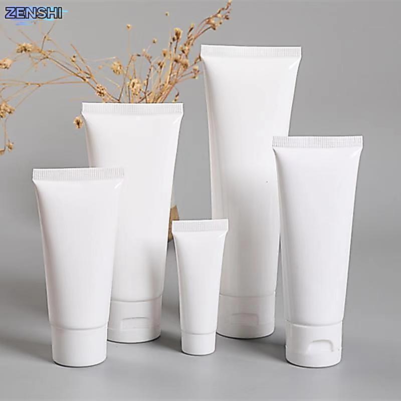 Zenshiaa 10 ชิ้น 15/20/30/50/100ml สีขาว Flip Top ที่ว่างเปล่ารีฟิลโลชั่นบีบหลอด Leakproof Travel สําหรับครีมทามือ Skincare โลชั่น DIY