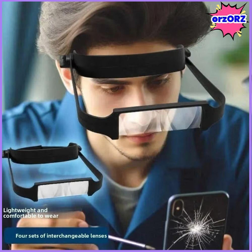 แว่นขยายคาดศีรษะ ORZ แฮนด์ฟรี ปรับได้ 1.6X-3.5X เลนส์เปลี่ยนได้ น้ำหนักเบา สำหรับอ่านหนังสือและซ่อมอุปกรณ์