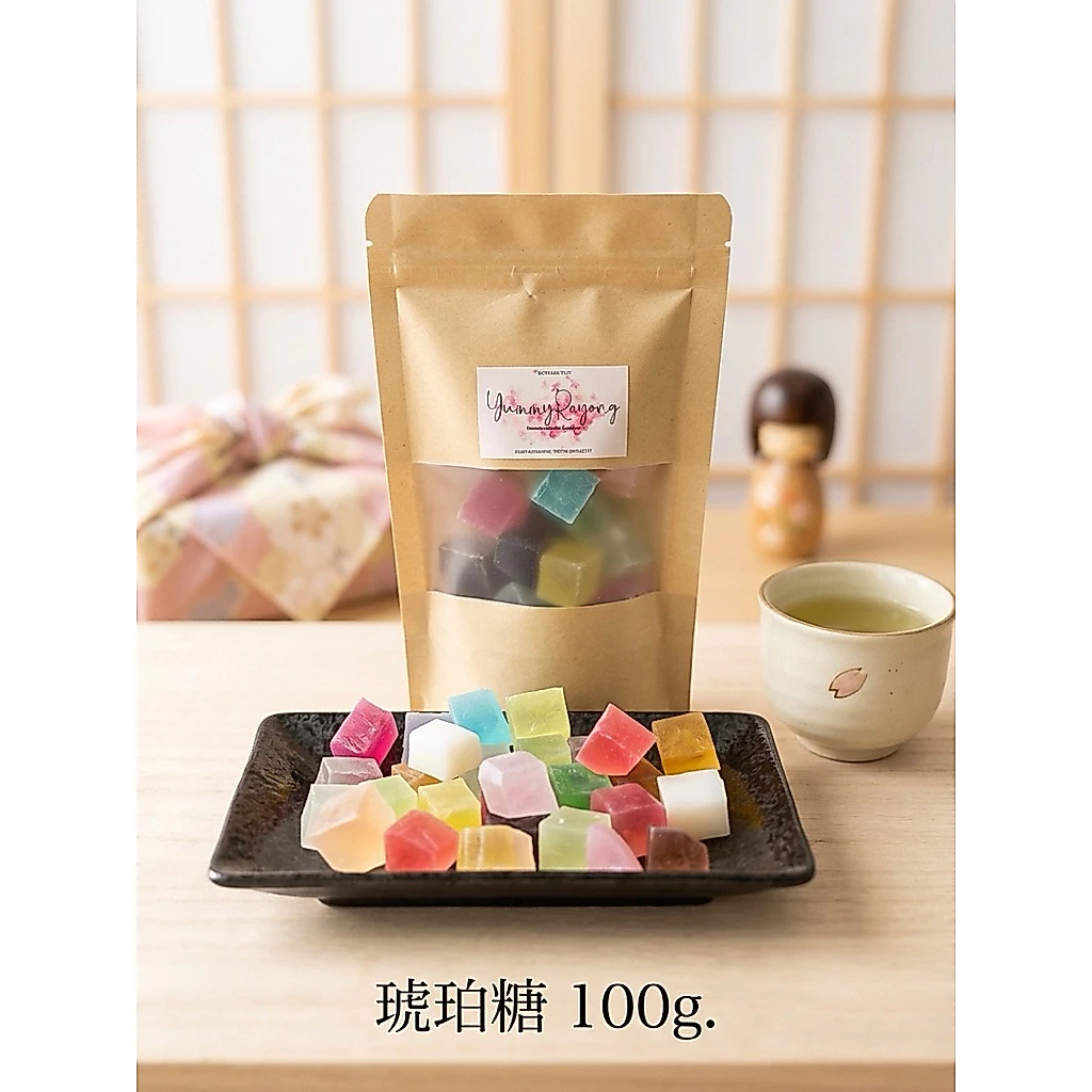 วุ้นกรอบสไตล์ญี่ปุ่นคละรสชาติhomemade(100g.)ถุงซิปล็อค เลือกรสชาติเองแจ้งในหมายเหตุ