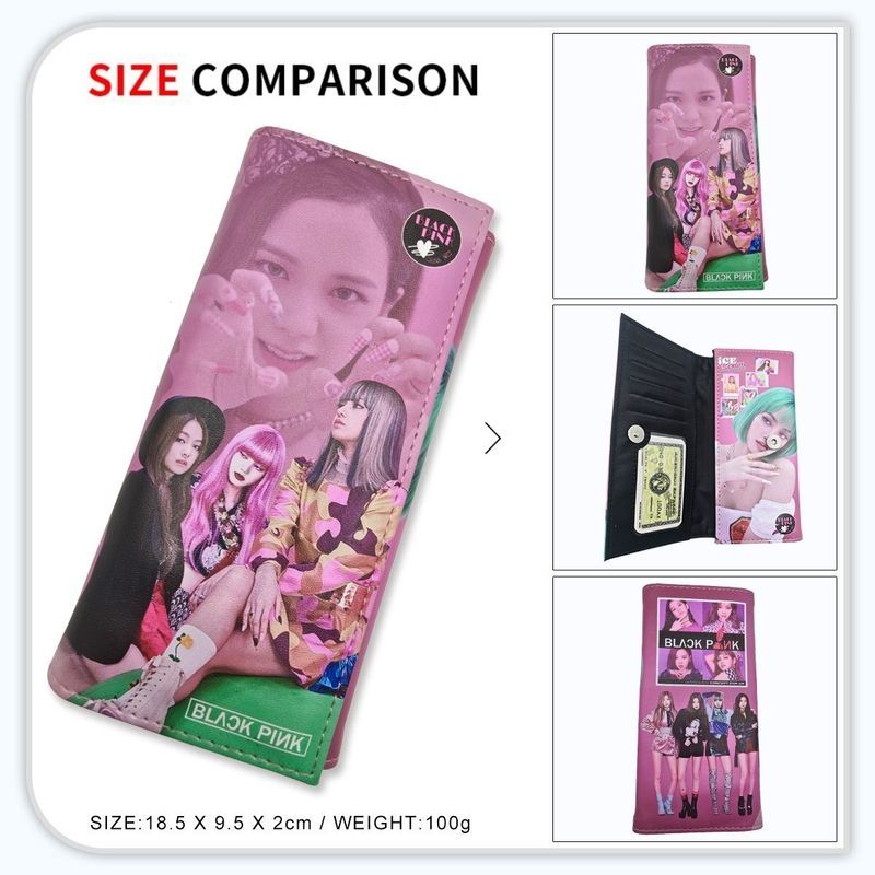 สินค้าดาราเกาหลี Top Stream Girl Group HD Student Wallet Letter 3d Handsome Premium สีดํา สีชมพู