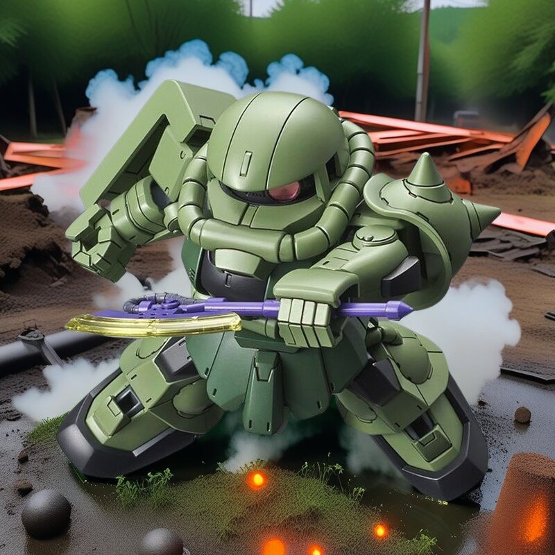 ใหม่กันดั้มรุ่น SDCS Zaku II Mass Production Type/สีเขียว Zaku ยอดนิยม snap-fit ของเล่นรุ่น U0CH