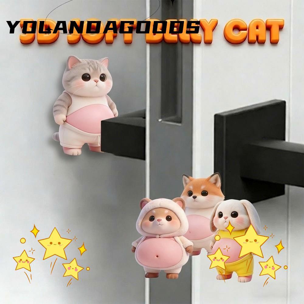 YOLA 2PCS กันชนประตู, สัตว์อ้วน Self กาว Anti-Collision Pad, Anti-slip กันกระแทกยางนุ่ม Belly สติกเกอร์อุปกรณ์ตกแต่ง