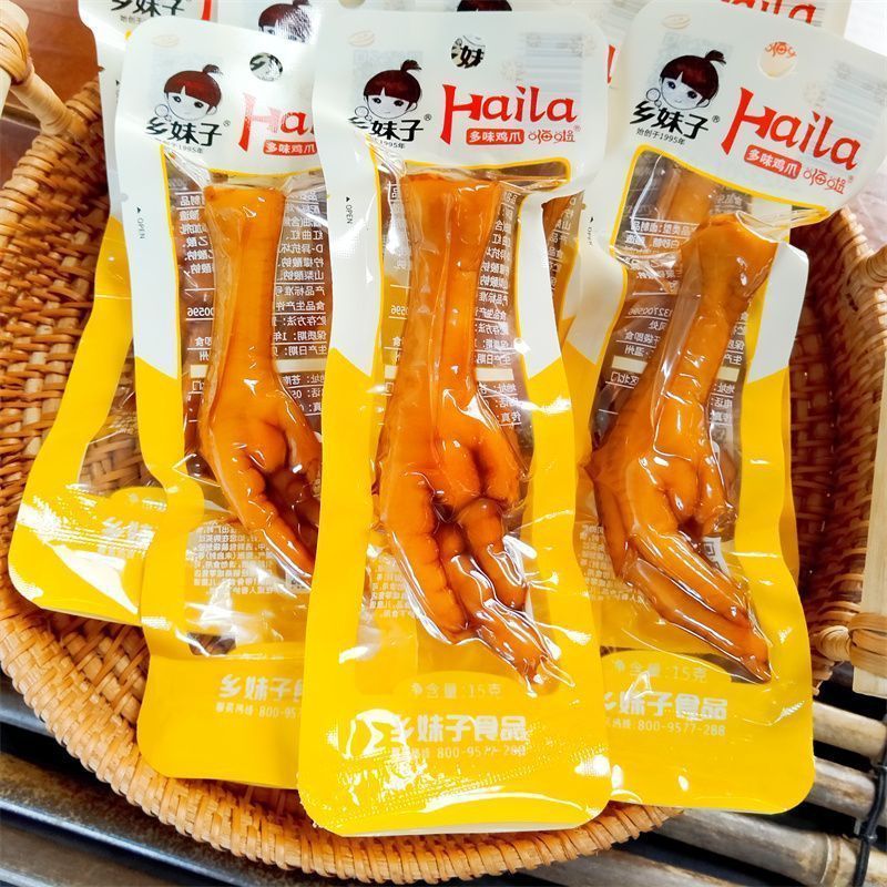 乡妹子15克凤爪湖南风味泡椒凤爪多味鸡爪即食休闲解馋零食小吃6/27 Xiangmeizi 15g Chicken Feet, Hunan Style Pickled Pepper Chicken F