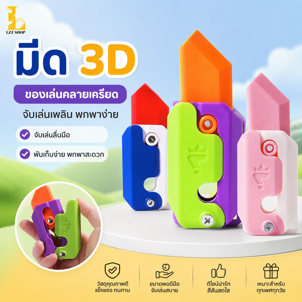 มีด3D ของเล่นขนาดเล็ก ของเล่นคลายเครียด โมเดลหัวไชเท้า มีดแครอท
