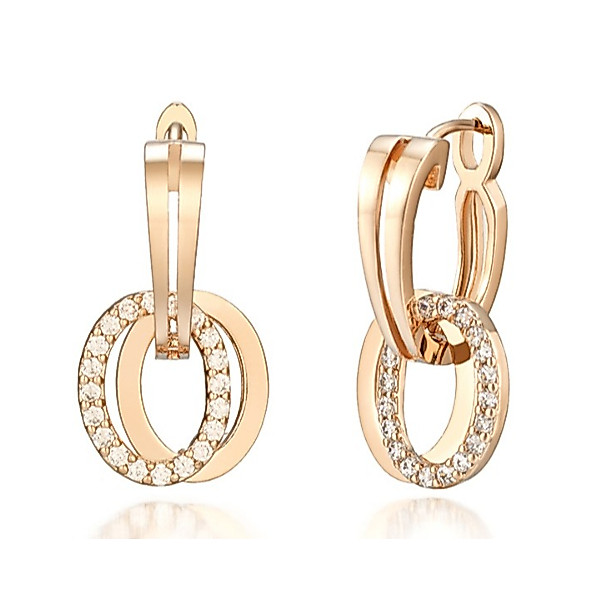 ELLE / 14K GF ต่างหูแหวนคู่สไตล์เกาหลี - สีโรสโกลด์ / ELGPEE305