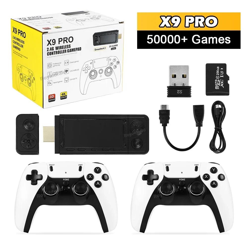 ใหม่ 128G X9 PRO คอนโซลวิดีโอเกมทีวีเกม Retro Stick 45 + Emulator สําหรับ PS1/PSP/NDS/N64 40000 + เก
