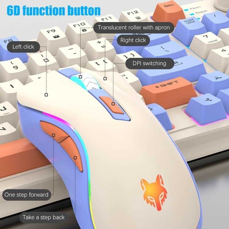 ZDANSTR XUNFOX Gaming Keyboard RGB LED USB แบบมีสาย 94 คีย์ปุ่มด้านบนพร้อมเมาส์ - K820