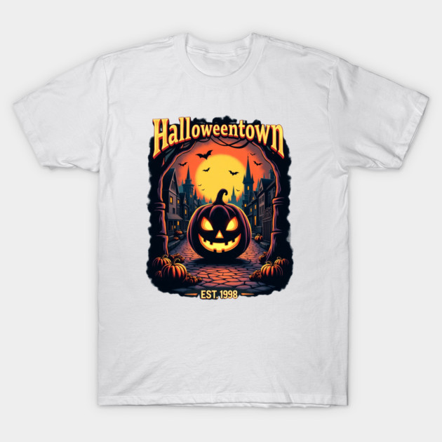 เสื้อยืด Vintage Halloweentown Est 1998 T-Shirt แท้ Cotton 100% รัดรูป S-5XL ใส่สบายๆ ไม่ย้วย