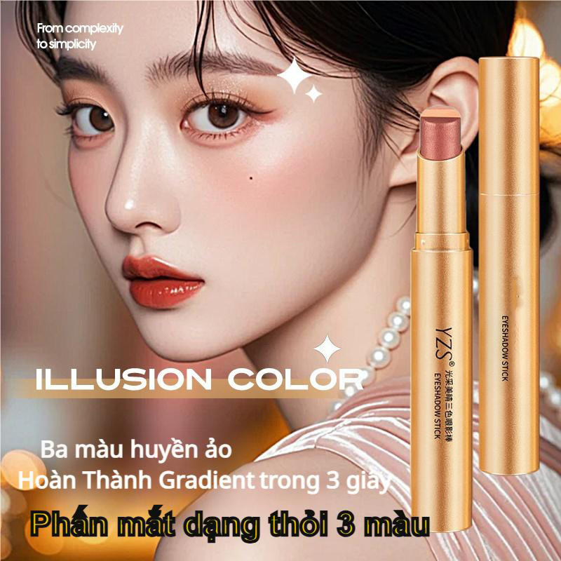 🔥YZS! แท่งอายแชโดว์สามสี, ความงามที่เปล่งปลั่ง, กลิตเตอร์ไล่โทนสี, ปากกาอายแชโดว์สามสีหนึ่งเช็ด, เหมาะสำหรับผู้เริ่มต้น,