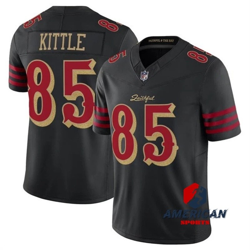 NFL San Francisco 49ers George Kittle Black 2025 FUSE เสื้อฟุตบอลอเมริกันสำหรับผู้ชาย มีจำนวนจำกัด