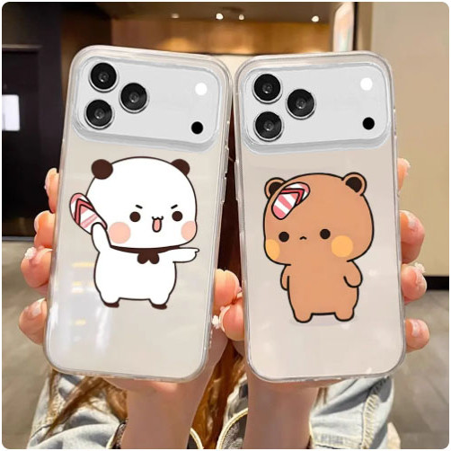 กรณีสําหรับ ไอโฟน 17 16 15 14 มือโปร สูงสุด คู่โทรศัพท์ปลอกหมีอะนิเมะน่ารักใสการ์ตูน 13 12 11 มือโปร