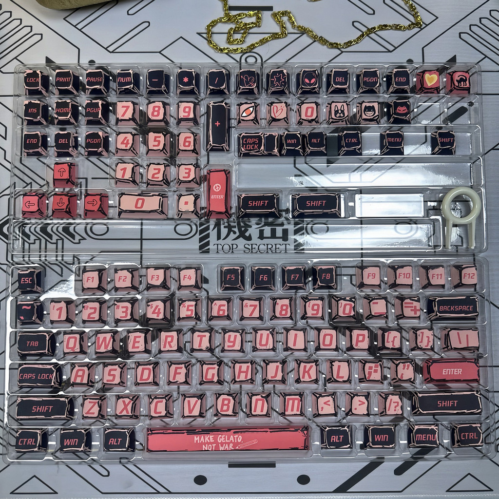 เหมาะสําหรับการ์ตูนสีดําสีชมพู DIY ATK68PBT ความสูงที่กําหนดเอง M6068Wootin Keycap Original Factory 