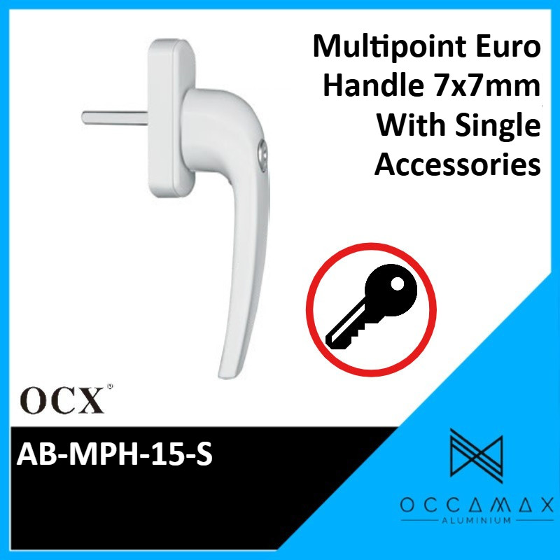 OCX 15 Single Multipoint Euro Handle 7x7mm พร้อมกุญแจ AB-MPH-15-S