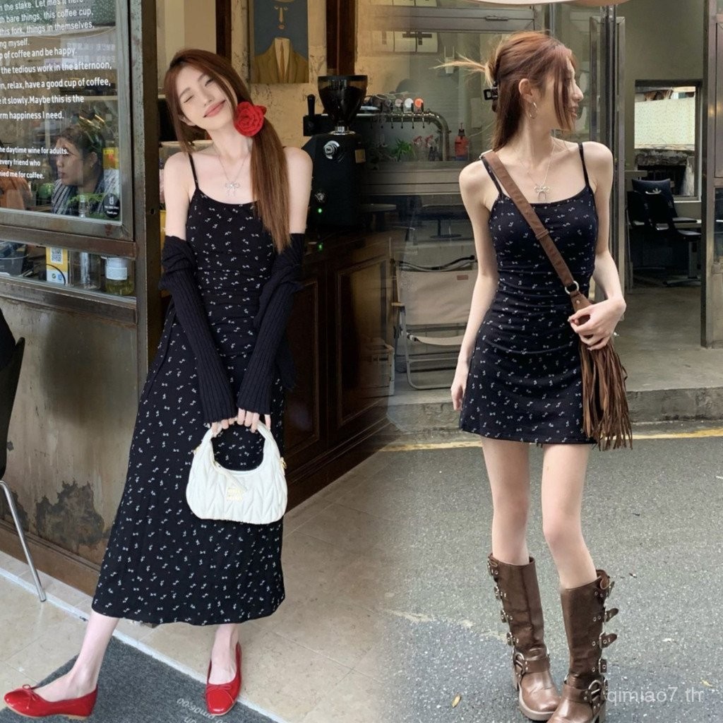 【100% รีวิวดี】✨เดรสสายเดี่ยวลายดอก(S-2XL)   เลือกระดับยาว/สั้น รัดรูป สไตล์เซ็กซี่น่ารัก ใหม่ล่าสุด