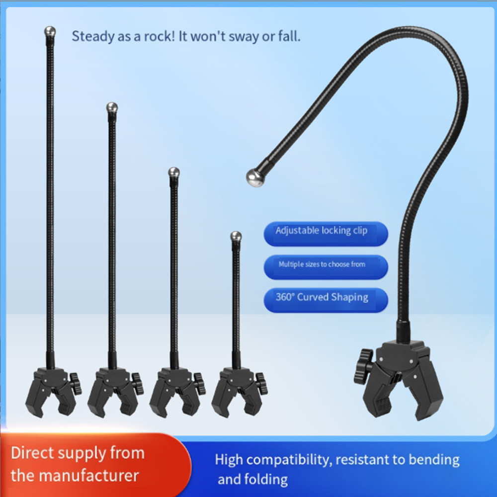 ที่มีประสิทธิภาพ Crab Claw Head ท่อโลหะ Lazy Bracket รอบหลอดผู้ถือโทรศัพท์ 17.4 มม.Ball Joint สําหรับ Handlebars ใช้งานร่วมกับโทรศัพท์/แท็บเล็ต Mounts มีให้เลือกความยาว 20/30/50 ซม.