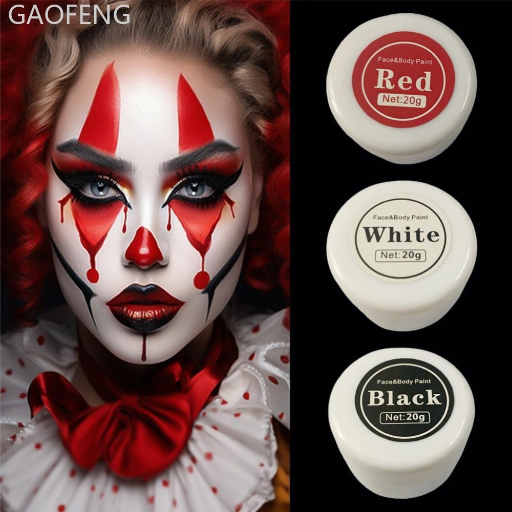 GAOFENG Oil Face Paint Body Paint ล้อแต่งหน้าสีขาวสีดําสีแดงภาพวาดเทคนิคพิเศษแต่งหน้าสําหรับเด็กสําห