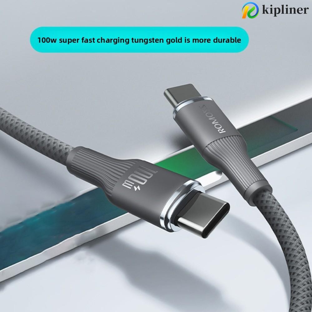 KIPLINER Type C To Type C สายชาร์จข้อมูล, 100W 6A ชาร์จเร็วสุด Tpye C สายชาร์จ, สายเคเบิลข้อมูลทอเปล