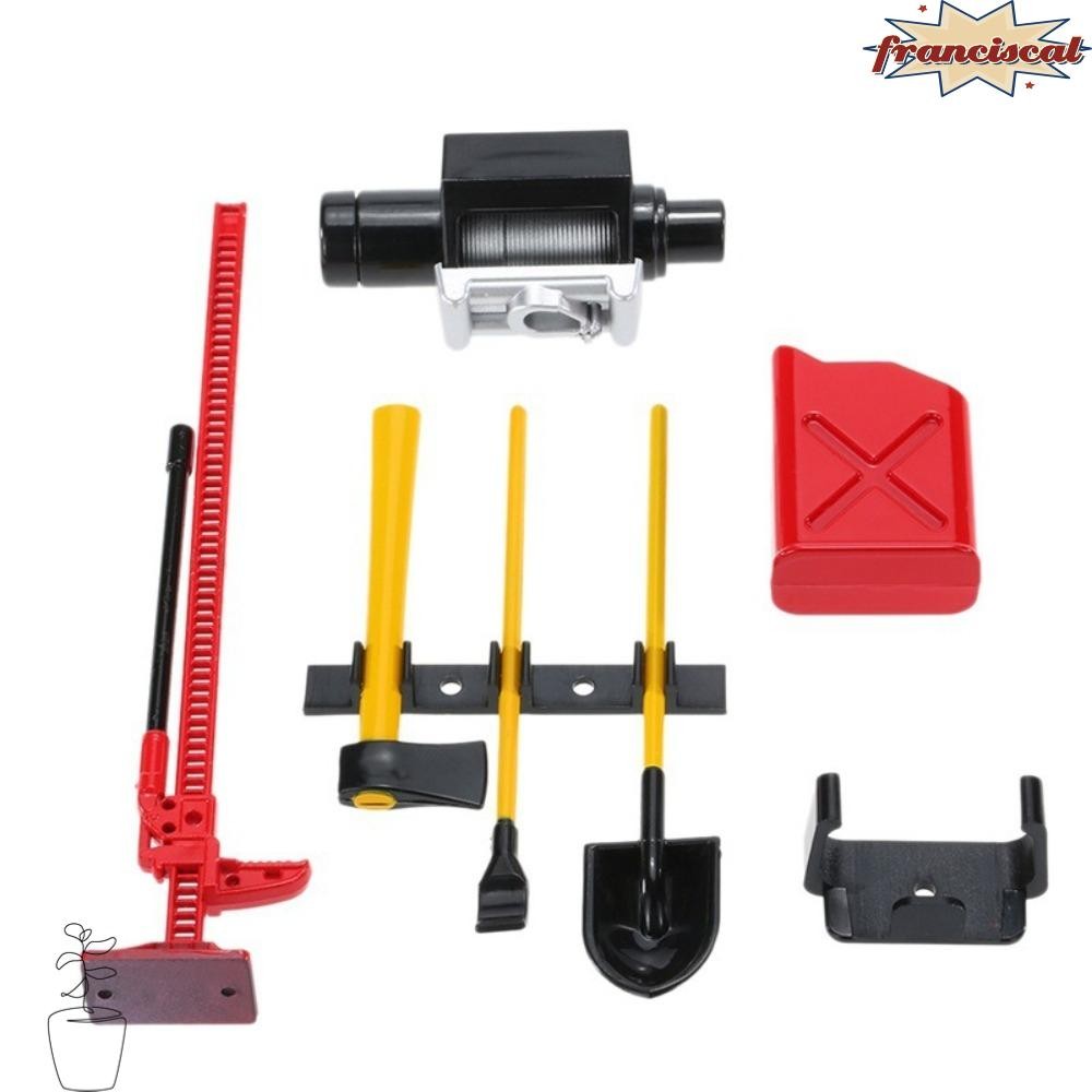 FRANCISCAL 6 ชิ้น Hi-Lift แจ็ค Winch ชุด,จําลองพลาสติกโรงรถชุดเครื่องมือ, 1/10 Scale Mini RC Crawler