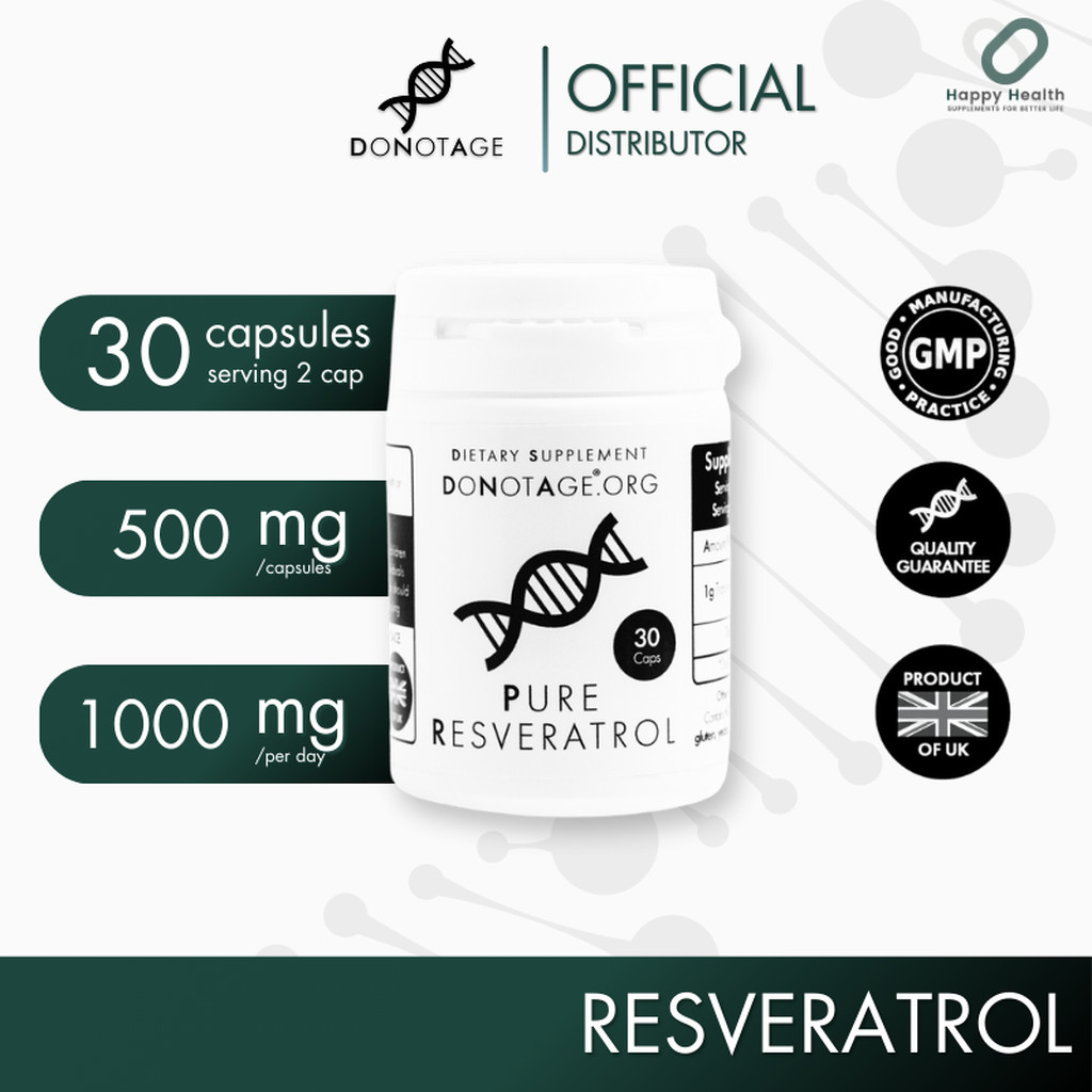 Resveratrol (30 แคปซูล) Do Not Age 1000 mg. (Trans-resveratrol 1000 mg.) เรสเวอราทรอล ชะลอวัย ต้านคว