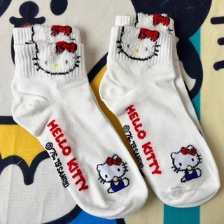 Hello KT Girl Heart ins ถุงเท้ากลางหลอดหวานน่ารักถุงเท้า Hello Kitty KT ถุงเท้าแมว Mori Series All-Match