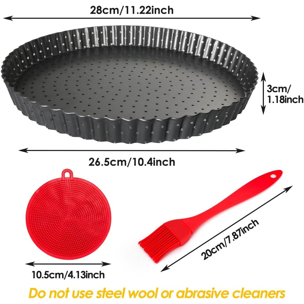 พาย Gutsdoor กระทะทาร์ต & Quiche พร้อมก้นแบบถอดได้ Nonstick Round Quiche Baking Plate Pie Pans for B